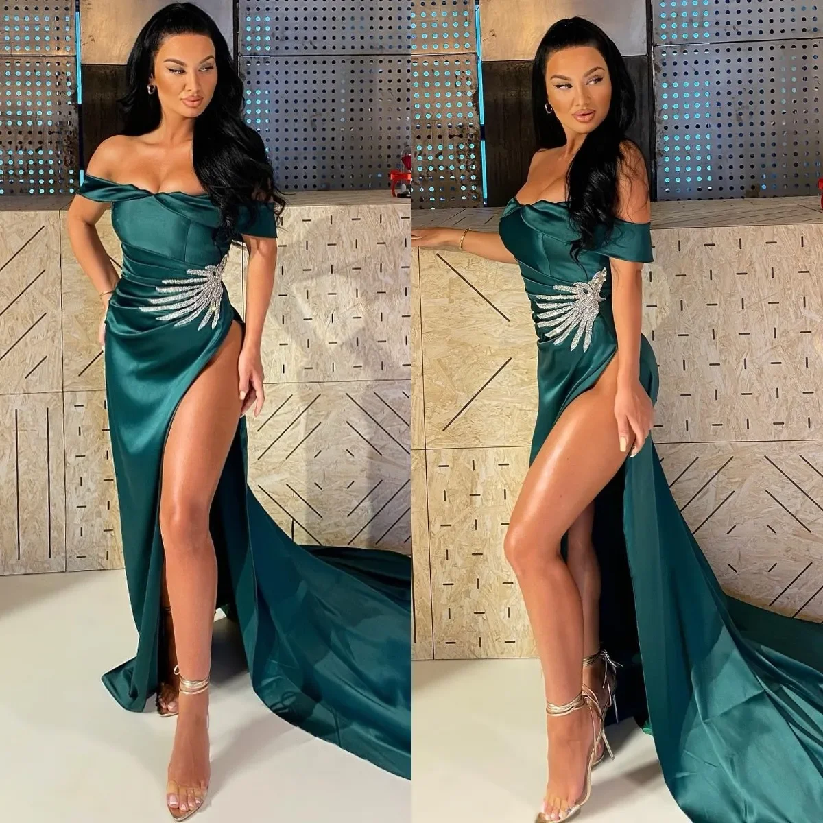 Elegant Luxury Women's Custom Evening dress Sexy off-the-shoulder decal side slit with floor length women's formal party dress
Elegant Luxury Women's Custom Evening dress Sexy off-the-shoulder decal side slit with floor length women's formal party dress