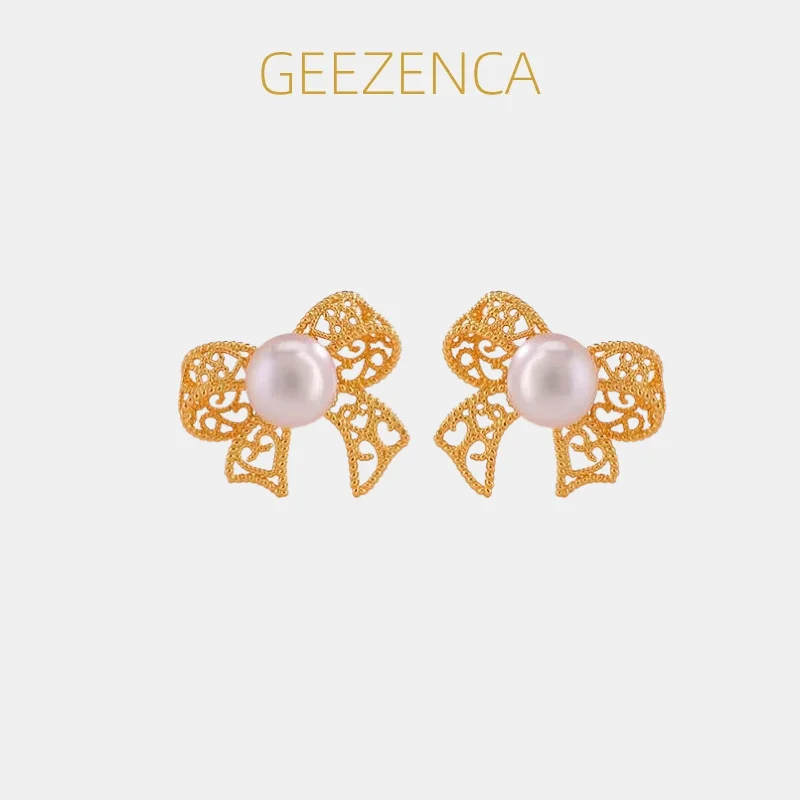 GEEZENCA Pearl 925 Silver Gold Plated Bowknot Stud Earrings Women Dainty Lightweight Trendy Stackable Small Earring Love Gift
GEEZENCA Pearl 925 Silver Gold Plated Bowknot Stud Earrings Women Dainty Lightweight Trendy Stackable Small Earring Love Gift