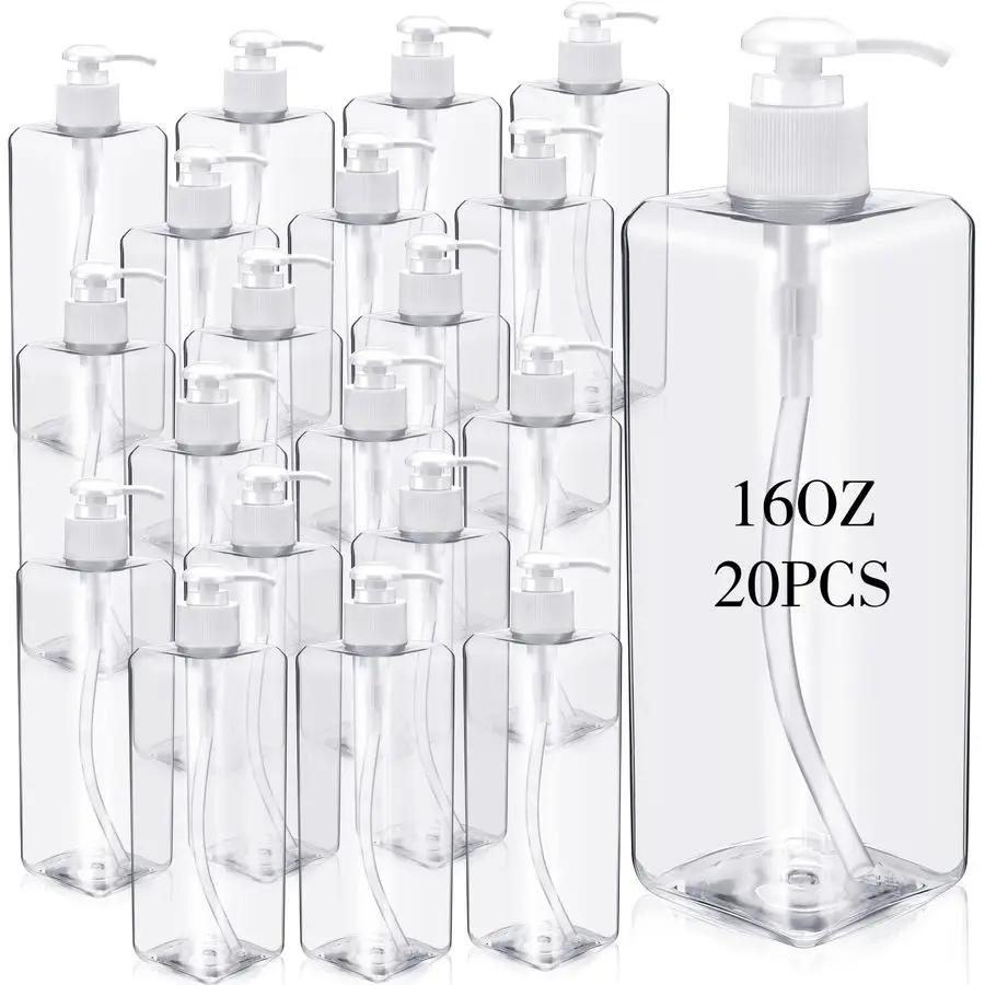 Pack 16oz 500ml Plastic Empty Bottles Refillable Shampoo Containers with Pump Lightweight Square Soap Dispenser Bottles for Esse
Pack 16oz 500ml Plastic Empty Bottles Refillable Shampoo Containers with Pump Lightweight Square Soap Dispenser Bottles for Esse
