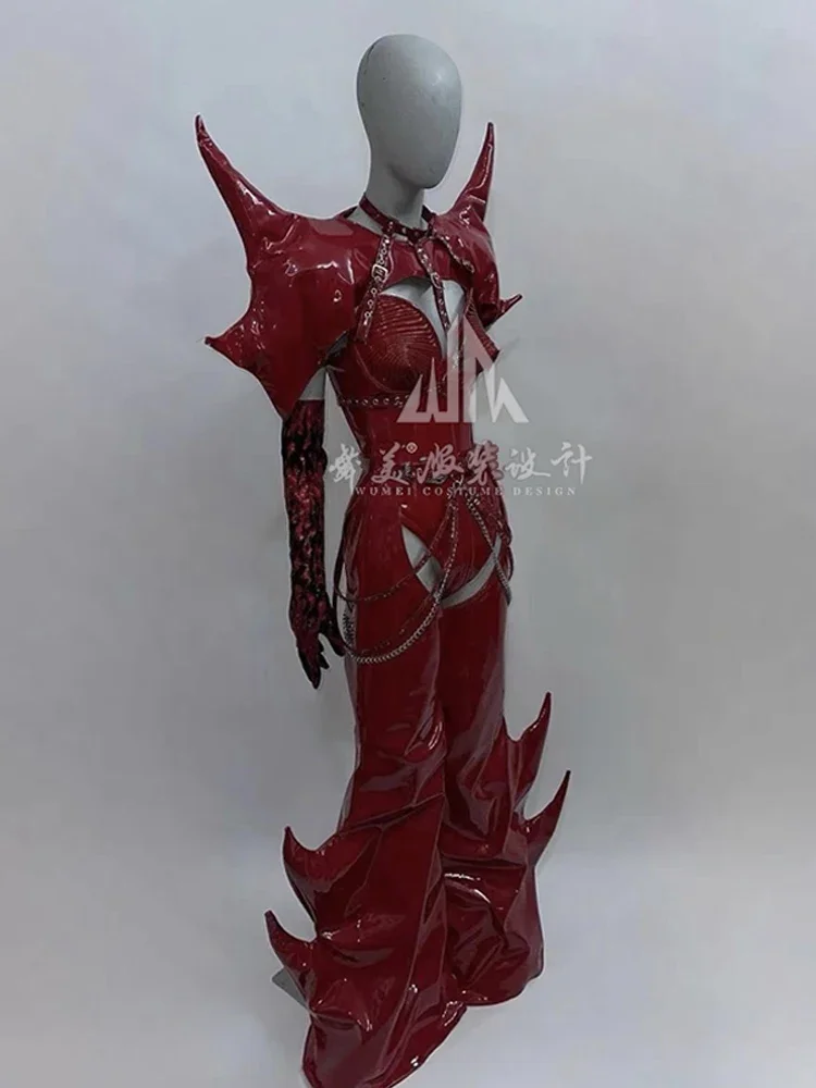 Drag Queen Outfit Gogo Dance Clothing Red Pu Bell Bottom Pants Women Stage Performance Clothes Festival Carnival Costume yj382
Drag Queen Outfit Gogo Dance Clothing Red Pu Bell Bottom Pants Women Stage Performance Clothes Festival Carnival Costume yj382