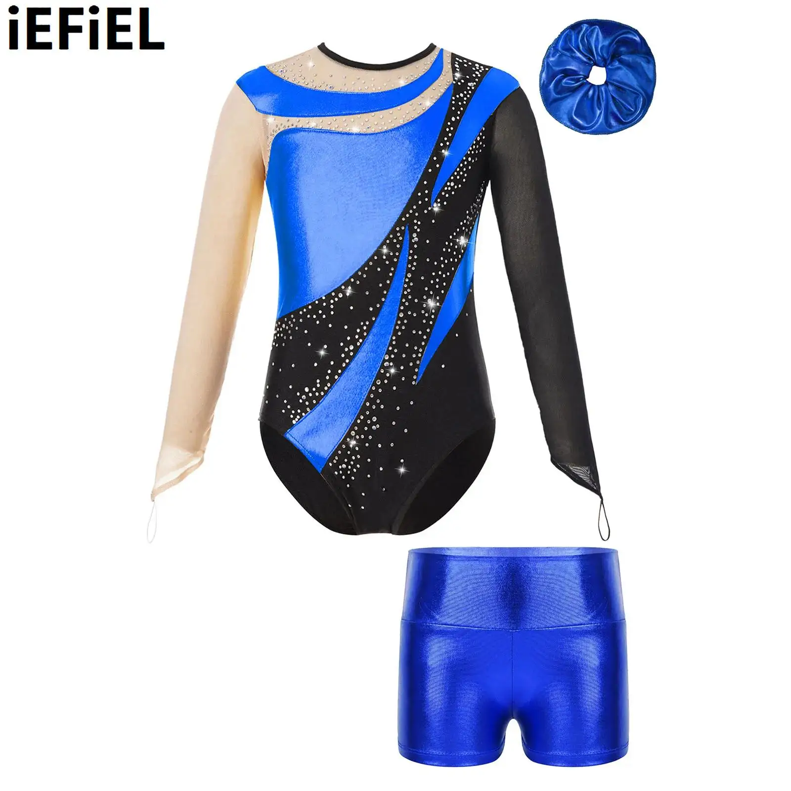 Kids Girls Metallic Gymnastic Dance Outfit Mesh Long Sleeve Keyhole Back Shiny Leotard with Metallic High Waist Shorts Hair Band
Kids Girls Metallic Gymnastic Dance Outfit Mesh Long Sleeve Keyhole Back Shiny Leotard with Metallic High Waist Shorts Hair Band