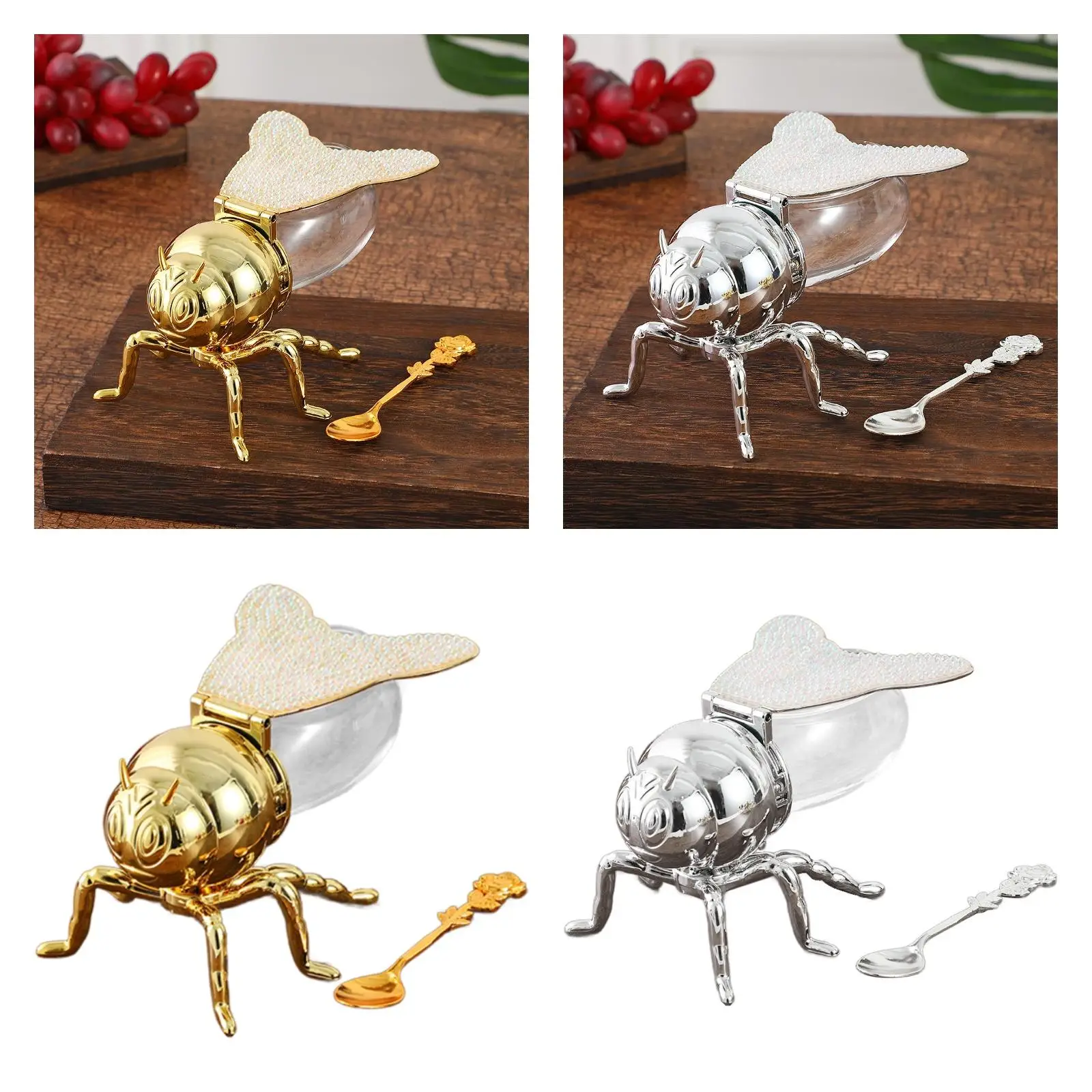 Bee Honey Jar with Spoon Condiment Pot Novelty Multipurpose Rhinestone Sugar
Bee Honey Jar with Spoon Condiment Pot Novelty Multipurpose Rhinestone Sugar