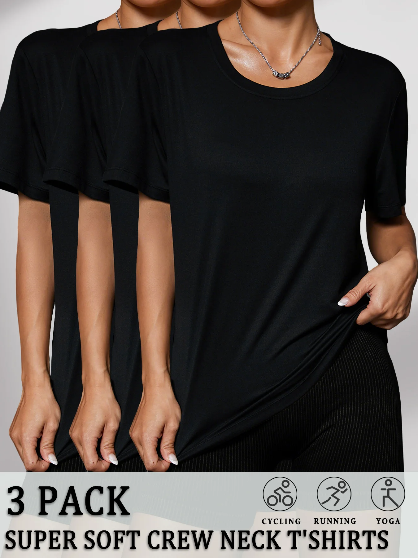 3 PACK Women's Super Soft Crew Neck T'Shirts.Short Sleeve For Sports.Workout,Yoga,Running.Fitness & Outdoor Activities
3 PACK Women's Super Soft Crew Neck T'Shirts.Short Sleeve For Sports.Workout,Yoga,Running.Fitness & Outdoor Activities