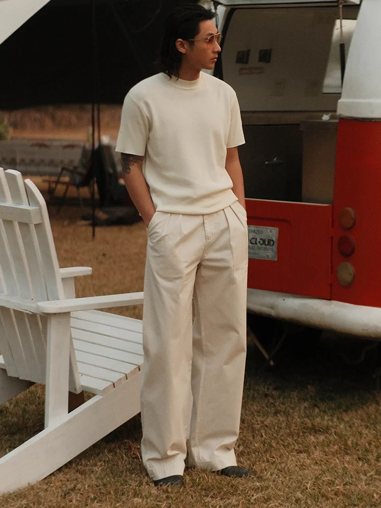 High Waist Wide Leg Pants Houtooth Pattern Officer Sle White Cotton Trousers for Young Men Summer Wear Resistant
High Waist Wide Leg Pants Houtooth Pattern Officer Sle White Cotton Trousers for Young Men Summer Wear Resistant