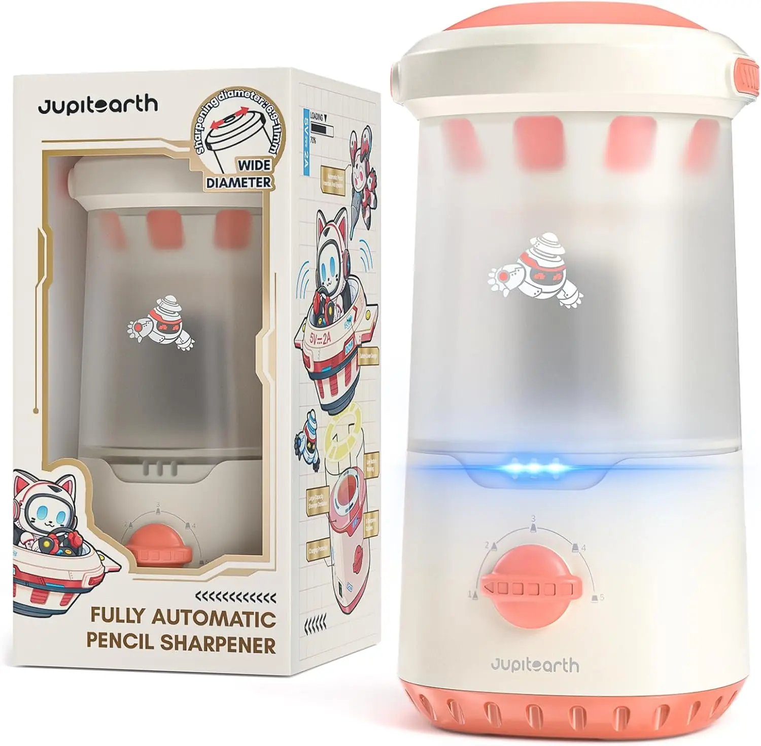 Hands-Free Rechargeable Electric Pencil Sharpener, Auto In & Out, Fits 6.9-11mm Pencils, Spaceship Design (Pink)
Hands-Free Rechargeable Electric Pencil Sharpener, Auto In & Out, Fits 6.9-11mm Pencils, Spaceship Design (Pink)