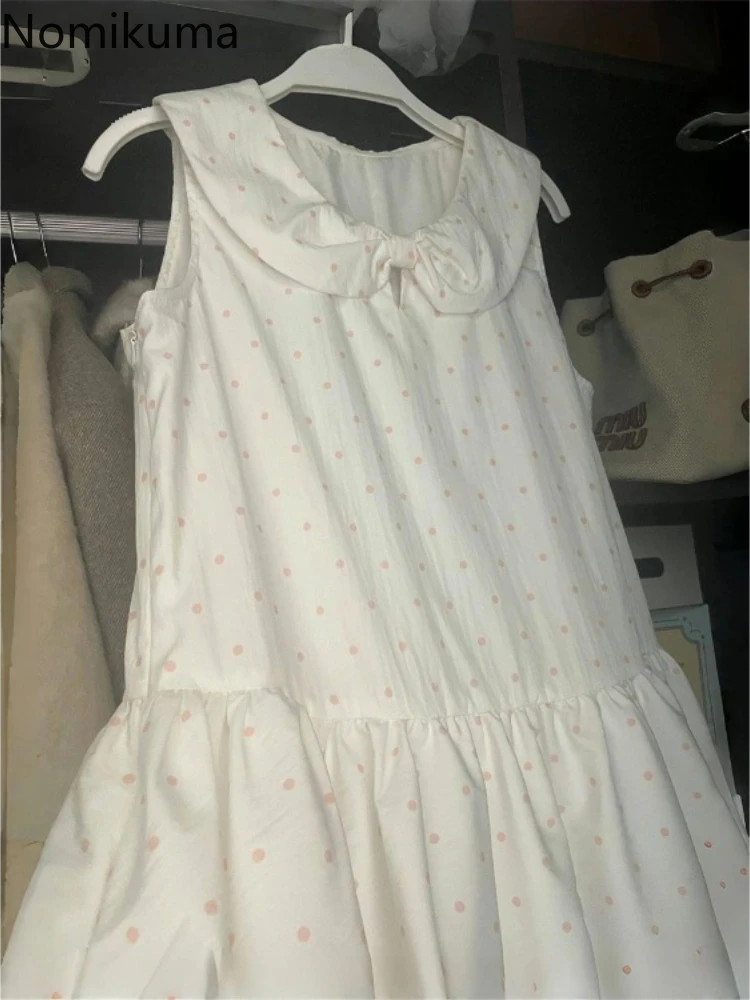 Sweet Woman Dresses Bow Peter Pan Collar Sleeveless Chic Robe Femme 2025 Vestidos De Mujer Loose Polka Dot Summer Cute Dress
Sweet Woman Dresses Bow Peter Pan Collar Sleeveless Chic Robe Femme 2025 Vestidos De Mujer Loose Polka Dot Summer Cute Dress
