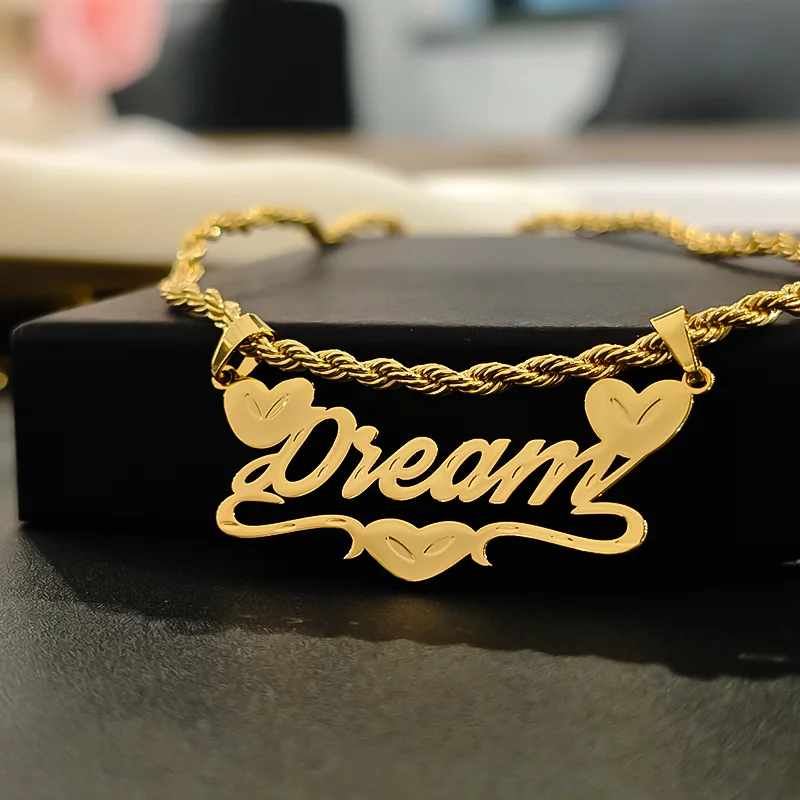 DUOYINGPersonalized Custom Name Necklace Heart Script Name Pendant Twist Rope Chain Stainless Steel For Women Birthday Gift
DUOYINGPersonalized Custom Name Necklace Heart Script Name Pendant Twist Rope Chain Stainless Steel For Women Birthday Gift