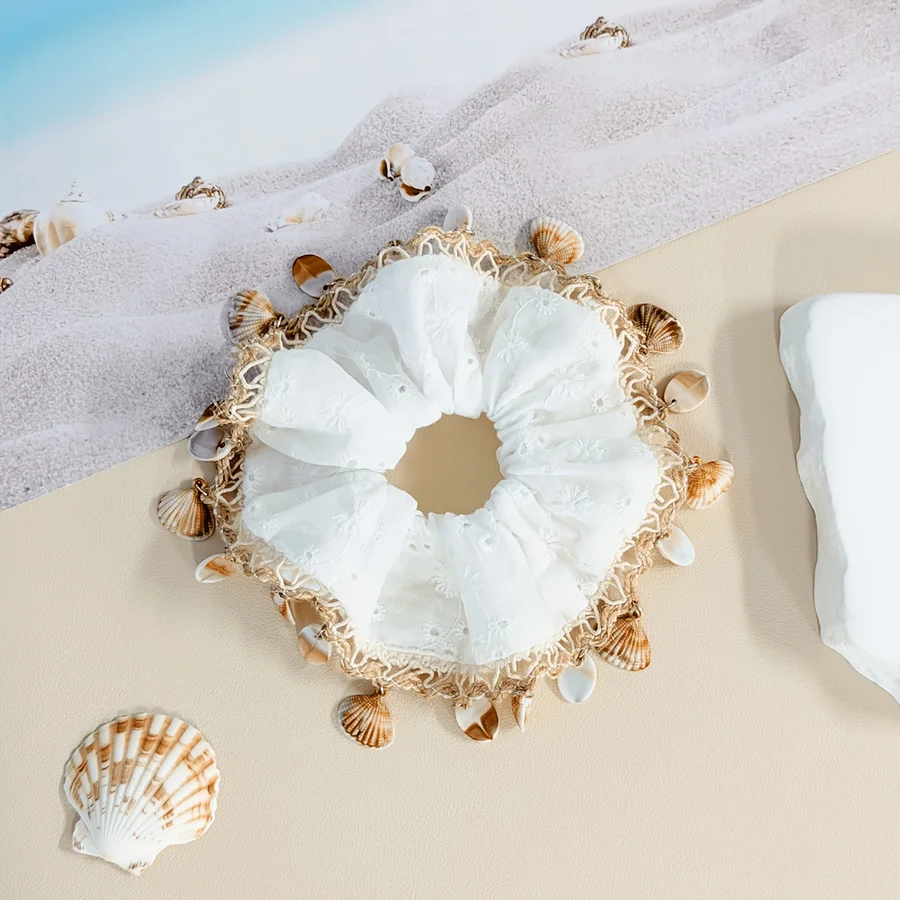 1pc White Embroidered Shell Tassel Lace Scrunchie, Women's High-End Fashionable Half-Up Ponytail Hair Tie, Suitable for Daily Ca
1pc White Embroidered Shell Tassel Lace Scrunchie, Women's High-End Fashionable Half-Up Ponytail Hair Tie, Suitable for Daily Ca