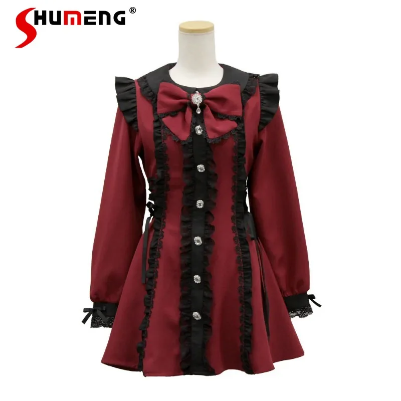 Japanese Rojita Elegant Short Dress Waist Thin Lace Edge Retro Dresses Big Bow Sweet Cute Lolita Single-breasted Vestidos Mujer
Japanese Rojita Elegant Short Dress Waist Thin Lace Edge Retro Dresses Big Bow Sweet Cute Lolita Single-breasted Vestidos Mujer