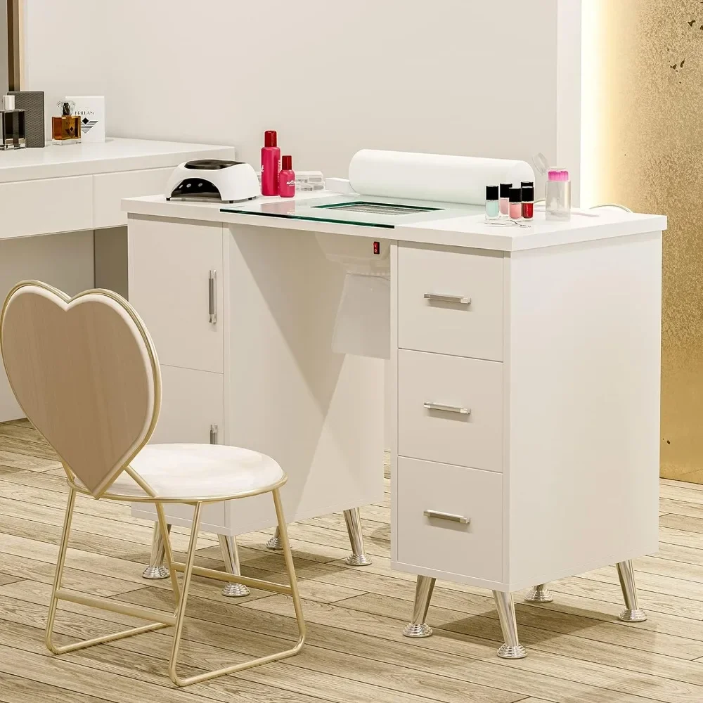 Manicure Table Nail Desk for Nail Tech Glass Top Beauty Salon Tech Table Station with Electric Downdraft Vent Wrist Cushion
Manicure Table Nail Desk for Nail Tech Glass Top Beauty Salon Tech Table Station with Electric Downdraft Vent Wrist Cushion