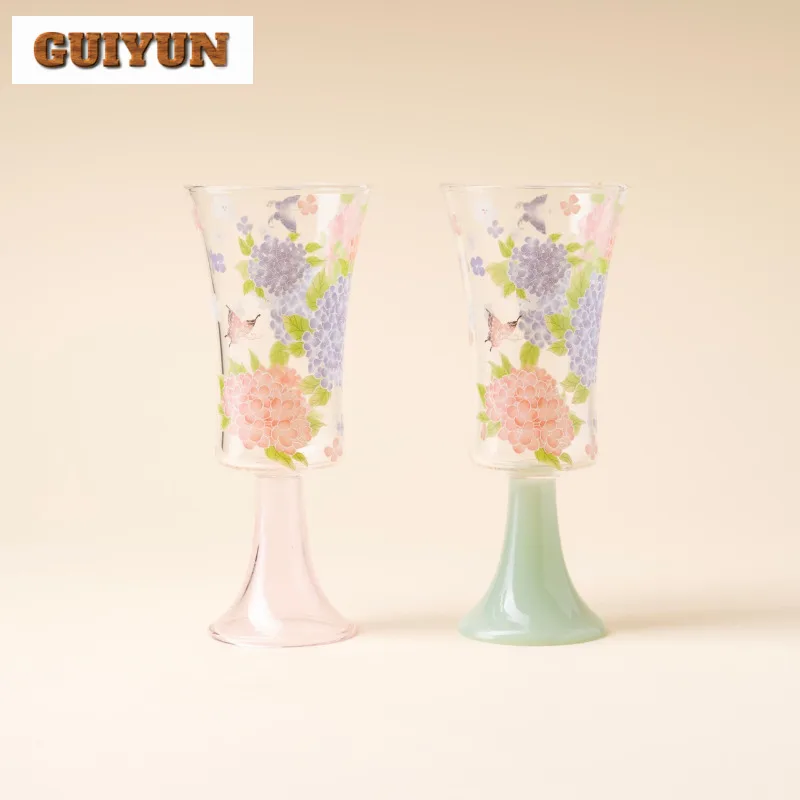 120ml Hydrangea Butterfly High Foot Glass Teacup Retro Tea Bowl Mug Tea-tasting Smelling Cup Chazhan Master Cups Drinkware Craft 
120ml Hydrangea Butterfly High Foot Glass Teacup Retro Tea Bowl Mug Tea-tasting Smelling Cup Chazhan Master Cups Drinkware Craft