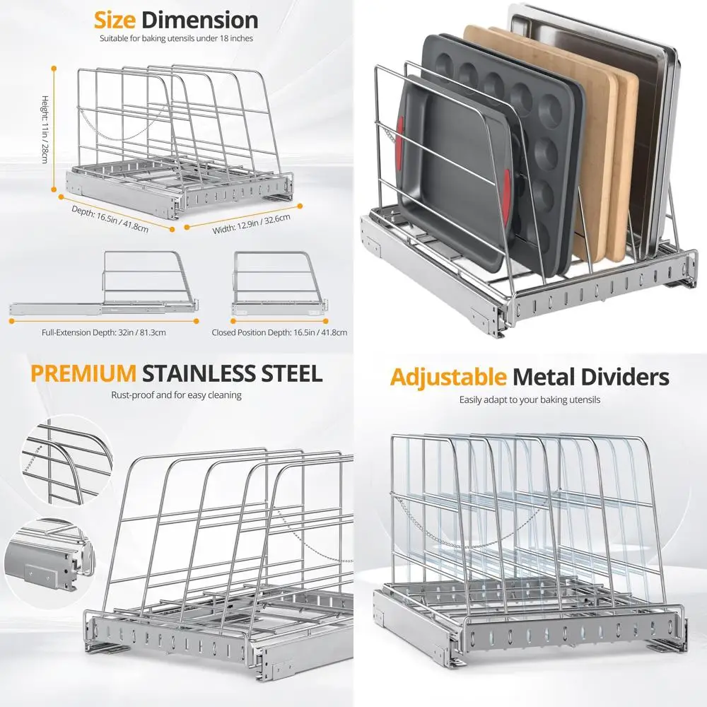 Выдвижной органайзер для разделочной доски и листов для печенья, прочная стойка из нержавеющей стали, 12,9 x 16,5
Выдвижной органайзер для разделочной доски и листов для печенья, прочная стойка из нержавеющей стали, 12,9 x 16,5