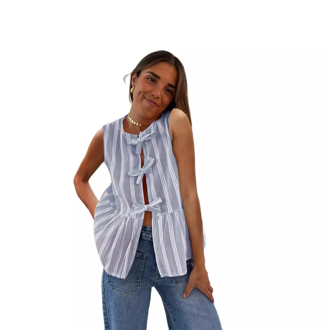 2024 Women's Striped irt Vest Top Cardigan Svel Polyester Fabric Spring Faion Ladies' Premium Clothing
2024 Women's Striped irt Vest Top Cardigan Svel Polyester Fabric Spring Faion Ladies' Premium Clothing