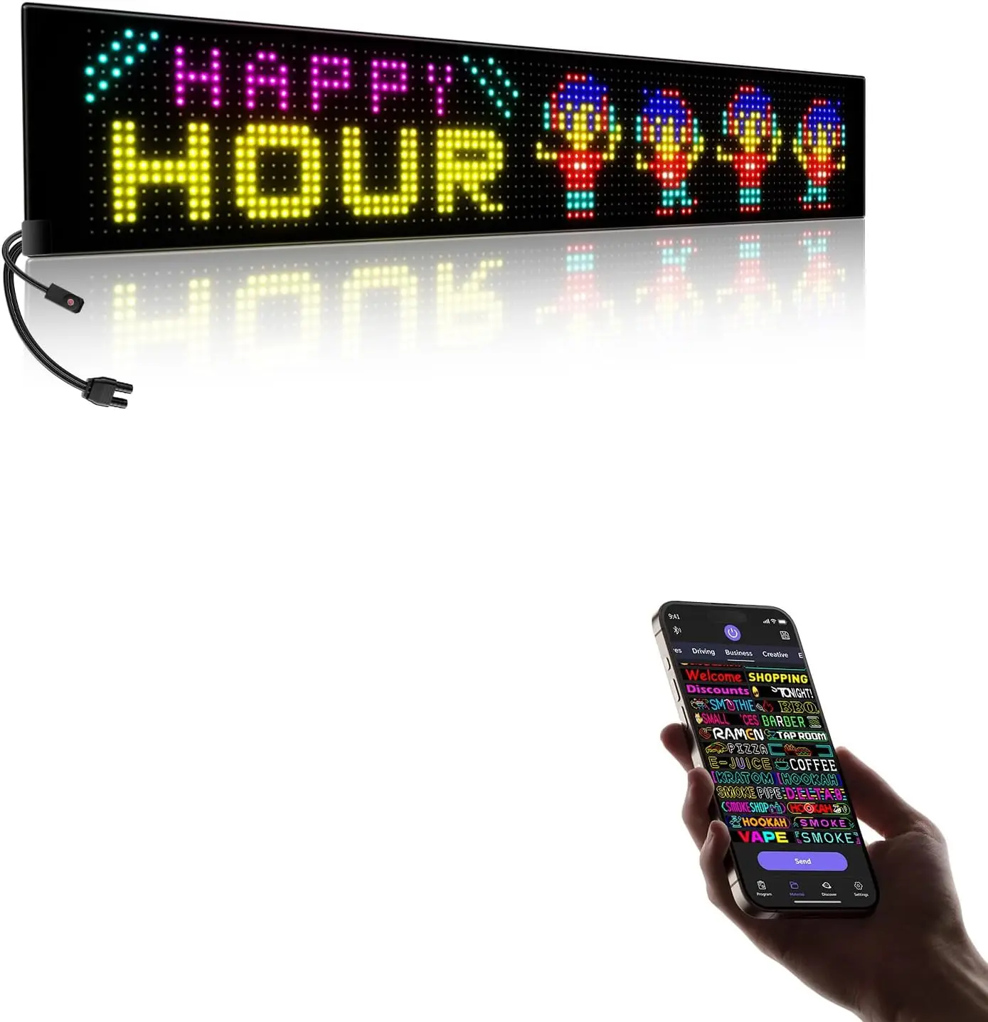 P10 RGB LED Sign 39x8in Bluetooth App Control Programmable Display for Business
P10 RGB LED Sign 39x8in Bluetooth App Control Programmable Display for Business