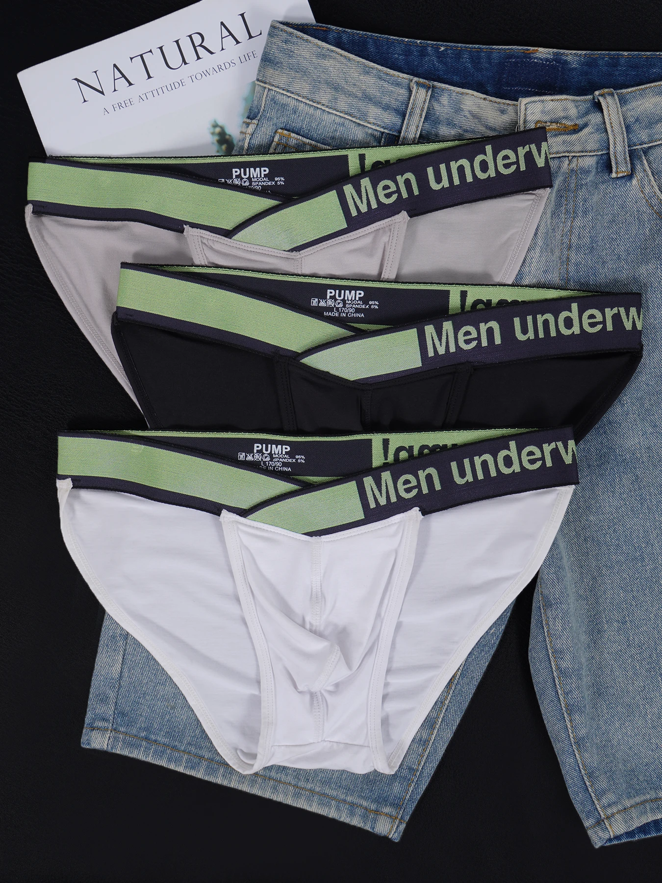 Мужские трусы-брифы PUMP из модала, 3 шт., с U-образным выпуклым карманом, контрастным эластичным поясом, мягкие, приятные для кожи, дышащие
Мужские трусы-брифы PUMP из модала, 3 шт., с U-образным выпуклым карманом, контрастным эластичным поясом, мягкие, приятные для кожи, дышащие