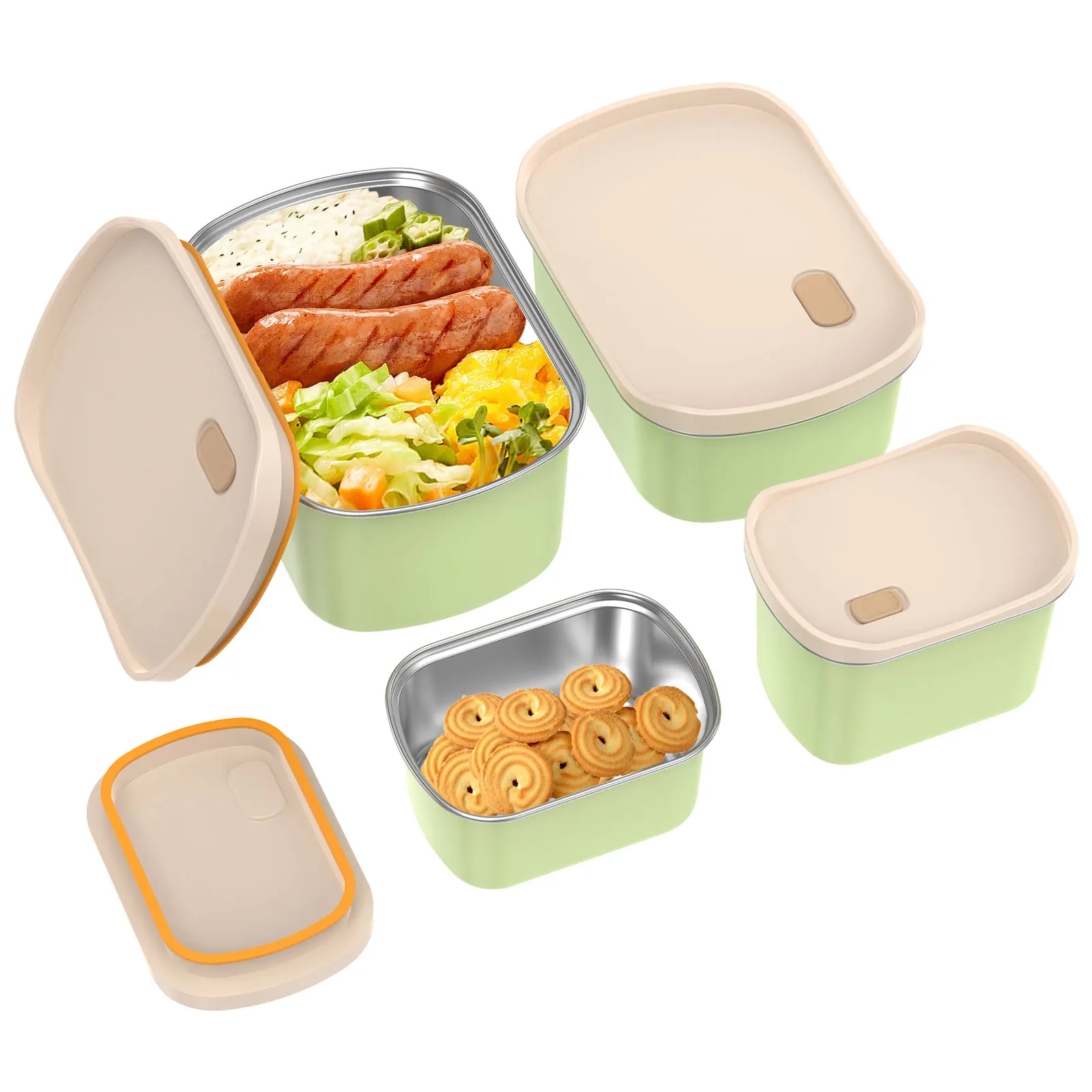 4 piece of food storage containers outdoor insulated stainless steel leak proof picnic box with PP lid reusable lunch box
4 piece of food storage containers outdoor insulated stainless steel leak proof picnic box with PP lid reusable lunch box