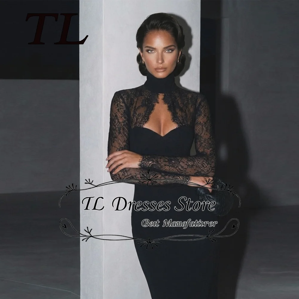 TL Elegant High Neck Lace Black Mermaid Prom Party Dresses Sleeves Floor-Length Banquet Dinner Simple Red Carpet Gown Customized
TL Elegant High Neck Lace Black Mermaid Prom Party Dresses Sleeves Floor-Length Banquet Dinner Simple Red Carpet Gown Customized
