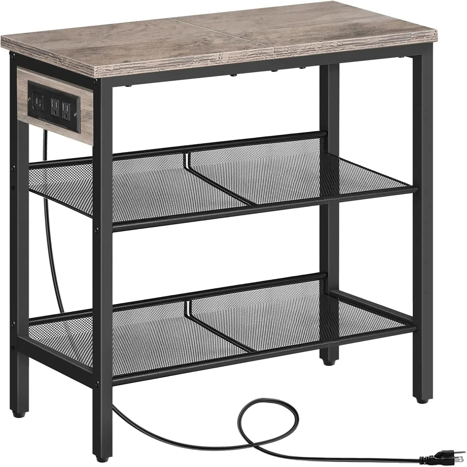 End Table, 3-Tier Narrow Side Table with Charging Station, Nightstand with 2 Flat or Slant Adjustable Shelves for Small Space
End Table, 3-Tier Narrow Side Table with Charging Station, Nightstand with 2 Flat or Slant Adjustable Shelves for Small Space