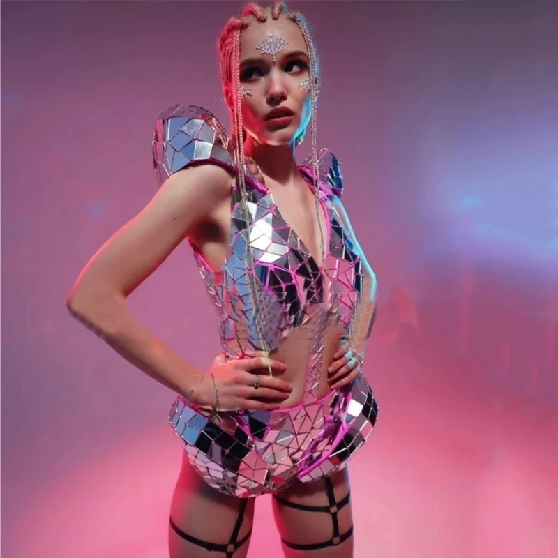 Mirror Cutout Bodysuit Lens Sequins Clothes Women Pole Dance Clothing Bar Nightclub Dj Ds Gogo Costume
Mirror Cutout Bodysuit Lens Sequins Clothes Women Pole Dance Clothing Bar Nightclub Dj Ds Gogo Costume