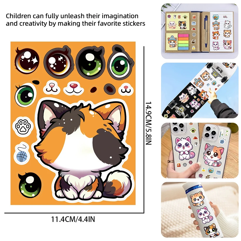 8/16sheets Cute Animal Cat Puzzle Stickers Make Your Own DIY Game Decal Make-a-Face Sticker Kid Assemble Educational Jigsaw Toy
8/16sheets Cute Animal Cat Puzzle Stickers Make Your Own DIY Game Decal Make-a-Face Sticker Kid Assemble Educational Jigsaw Toy