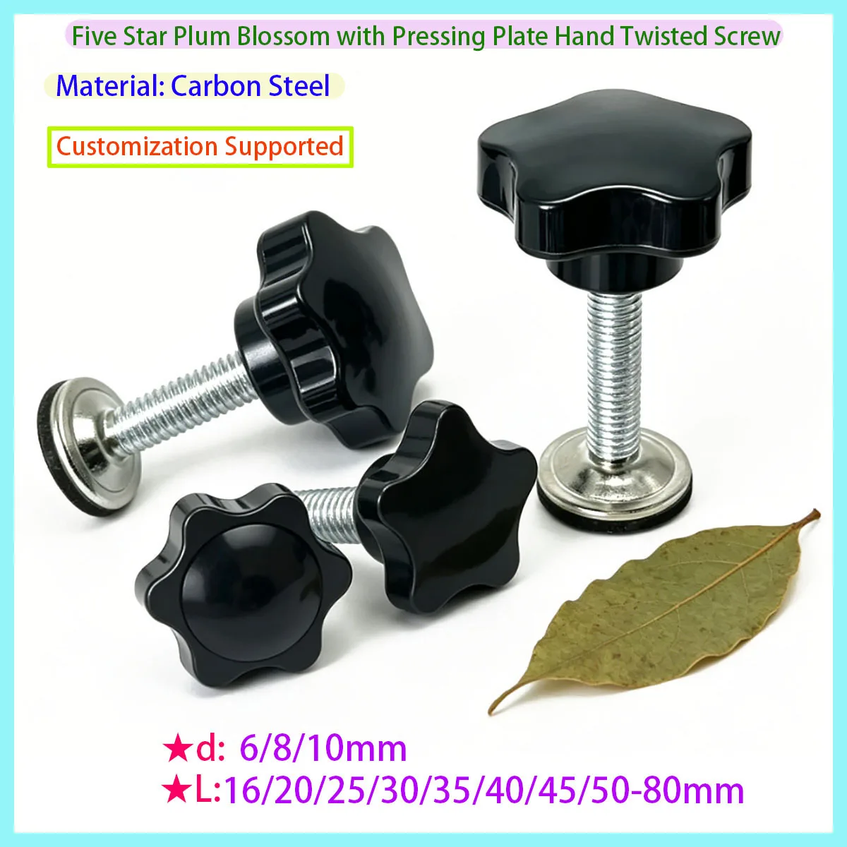 Handle with Pressure Plate, Five-star Plum Blossom Shaped Manual Tightening Nut, Plastic Knob Screw, M6 M8 M10
Handle with Pressure Plate, Five-star Plum Blossom Shaped Manual Tightening Nut, Plastic Knob Screw, M6 M8 M10