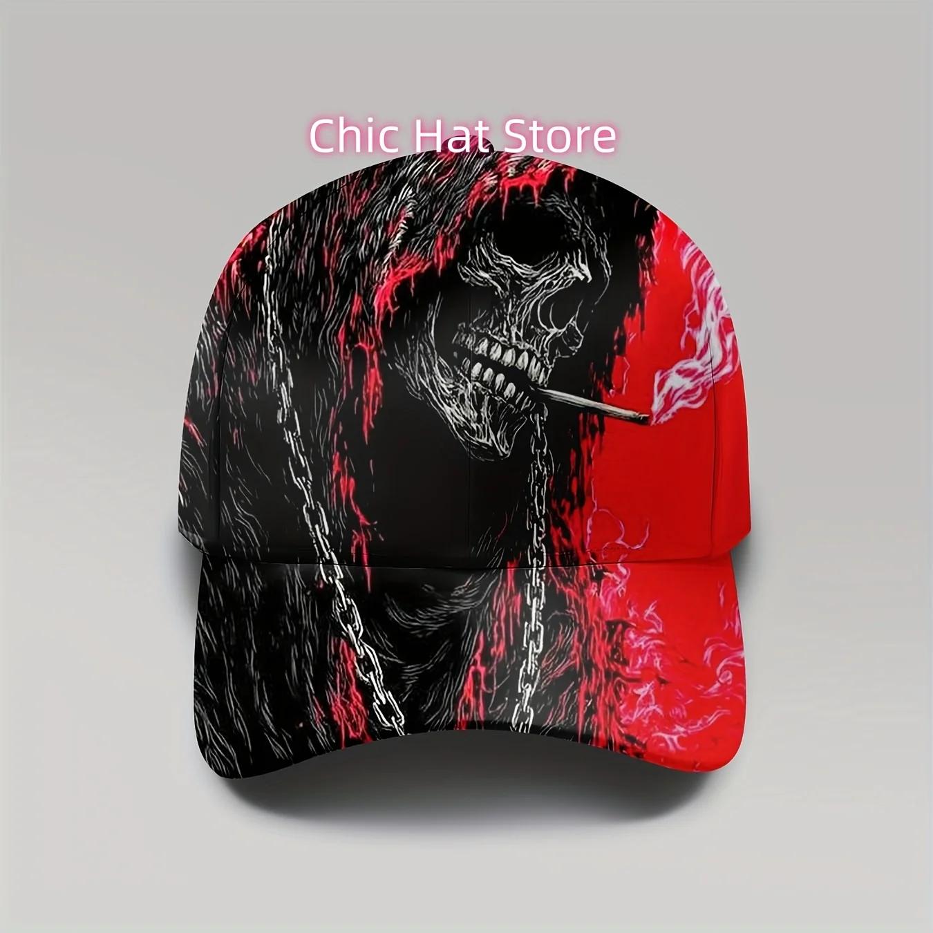 1pc Gothic Skull Chain Full-Body Print Baseball Cap for Men & Women - Adjustable Snapback, Red & Black Skull & Chain Design, Lig
1pc Gothic Skull Chain Full-Body Print Baseball Cap for Men & Women - Adjustable Snapback, Red & Black Skull & Chain Design, Lig