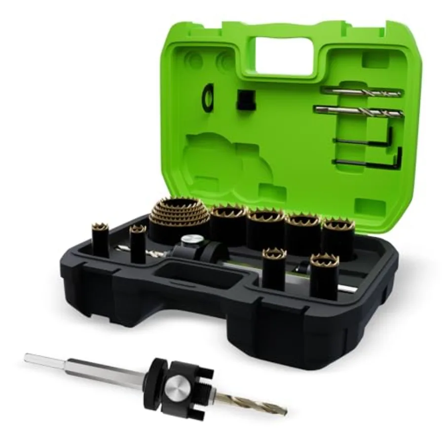 Hole Saw Kit 21 Pcs Bi-Metal Hole Saw Set Quick Change Arbors 9/1 to 2-1/2 for Wood Metal Plastic and PVC Complete Professional
Hole Saw Kit 21 Pcs Bi-Metal Hole Saw Set Quick Change Arbors 9/1 to 2-1/2 for Wood Metal Plastic and PVC Complete Professional