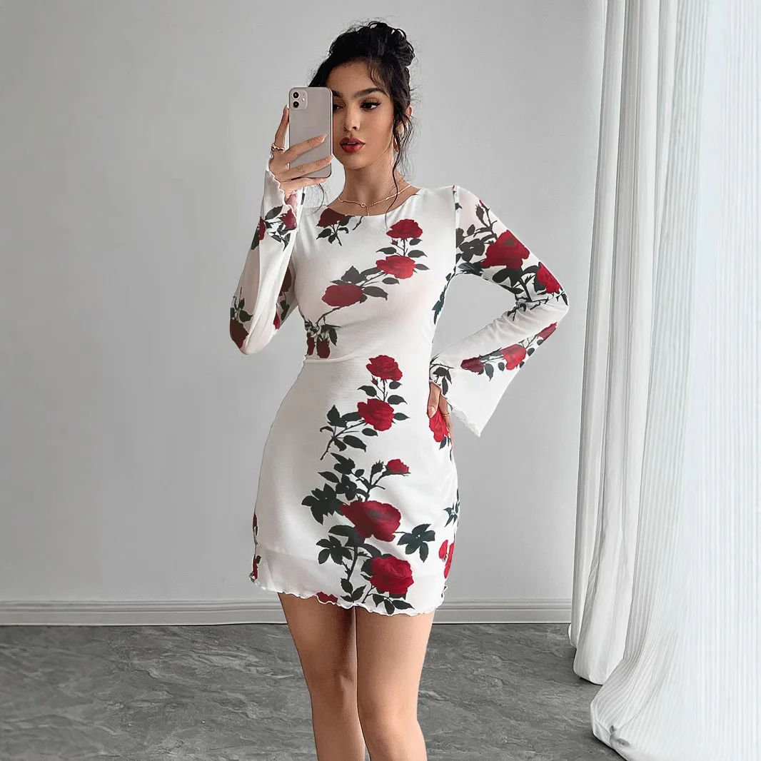 2025 Spring/Summer Women Sexy Flower Backless Mesh Mini Dress with Trumpet Sleeves
2025 Spring/Summer Women Sexy Flower Backless Mesh Mini Dress with Trumpet Sleeves