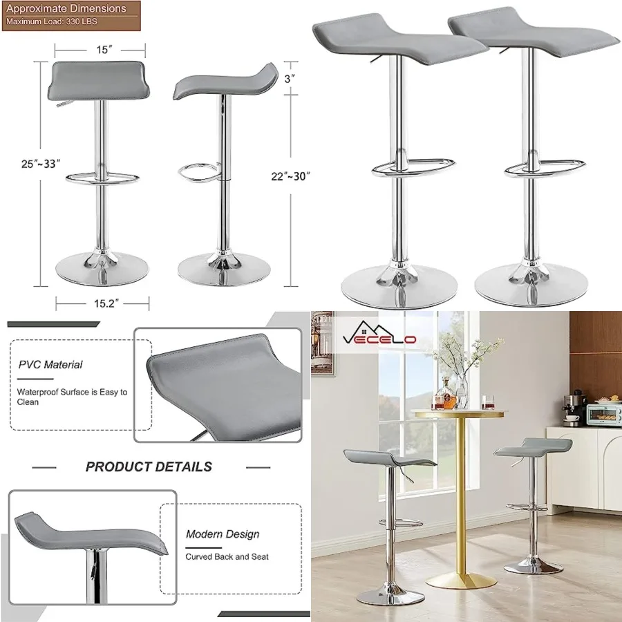 Bar Stools, Adjustable Barstools, Counter Height Bar Stools, Modern Armless PVC Stools Swivel Bar Chairs
Bar Stools, Adjustable Barstools, Counter Height Bar Stools, Modern Armless PVC Stools Swivel Bar Chairs