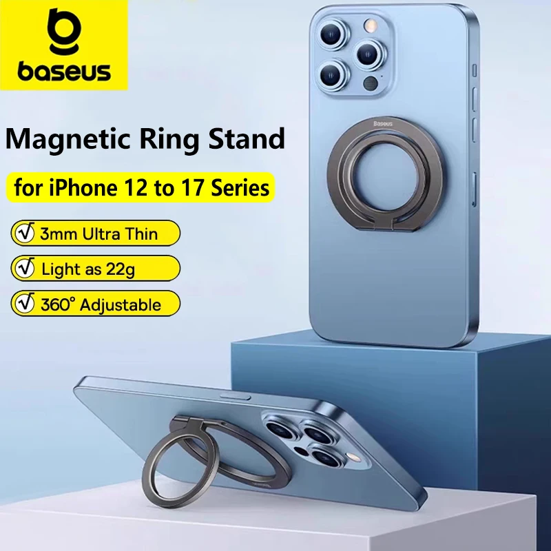 Baseus Ultra Thin Magnetic Ring Stand 360° Rotation 180° Adjustment Desktop Mobile Phone Holder for iPhone 17 16 15 14 Pro Max
Baseus Ultra Thin Magnetic Ring Stand 360° Rotation 180° Adjustment Desktop Mobile Phone Holder for iPhone 17 16 15 14 Pro Max