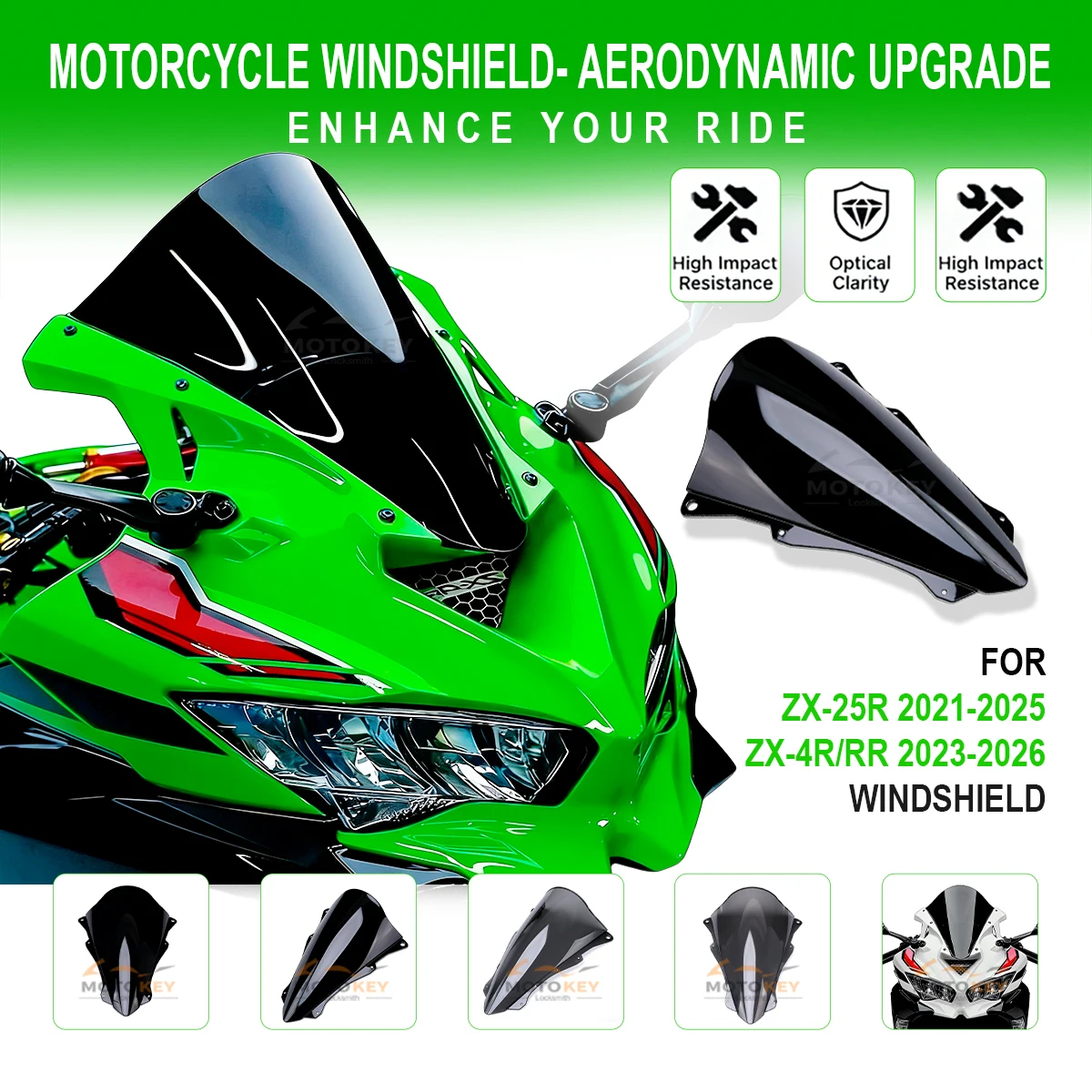 For Kawasaki ZX4R ZX25R ZX4RR Windscreen Wind Deflector Shield 2020-2024 Models ZX-4R ZX-4RR ZX-25R Motorcycle Accessory
For Kawasaki ZX4R ZX25R ZX4RR Windscreen Wind Deflector Shield 2020-2024 Models ZX-4R ZX-4RR ZX-25R Motorcycle Accessory