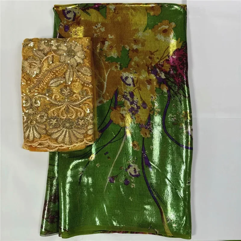 5+2 Yards With Scarf gold African Lace Chiffon printing Silk Bridal Wedding Lace Fabric Nigerian Tulle Lace For Women 12L8681
5+2 Yards With Scarf gold African Lace Chiffon printing Silk Bridal Wedding Lace Fabric Nigerian Tulle Lace For Women 12L8681