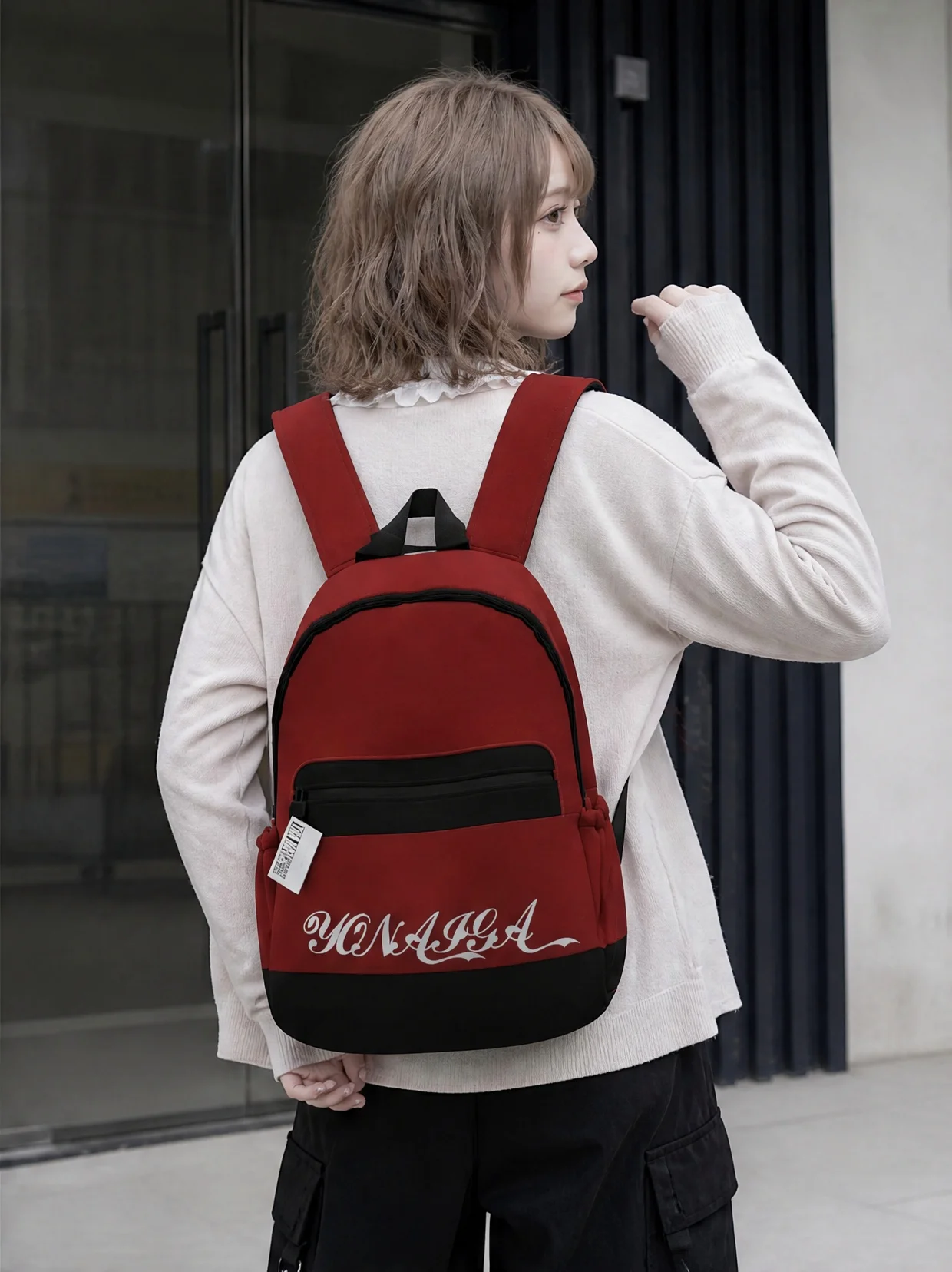 YONAIGA Original Trendy Cool Black Red Color Block Large Capacity Women's Backpack Casual Versatile Style Commuting Bookbag
YONAIGA Original Trendy Cool Black Red Color Block Large Capacity Women's Backpack Casual Versatile Style Commuting Bookbag