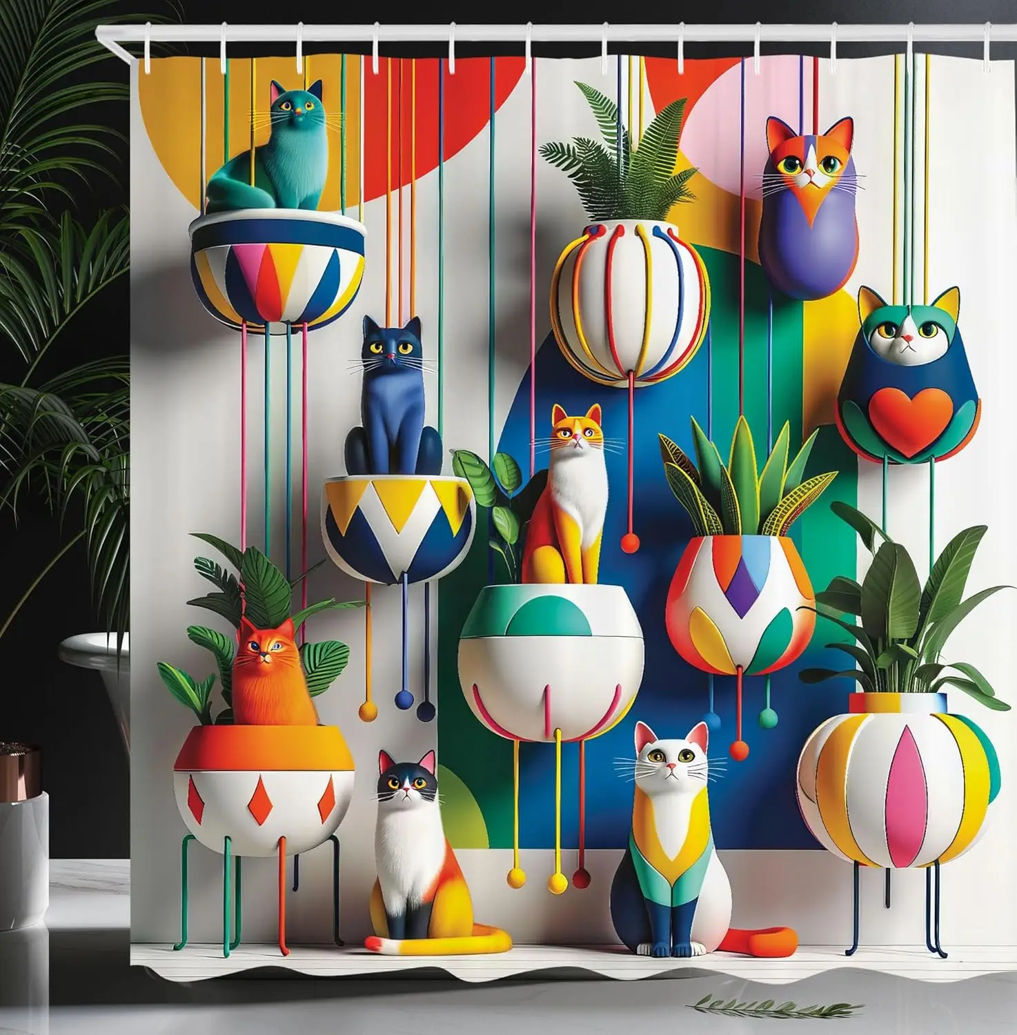 Современная иллюстрация красочных джамблных кошек и городских листьев джунглей, современный набор для декора ванной комнаты из ткани с крючками,
Современная иллюстрация красочных джамблных кошек и городских листьев джунглей, современный набор для декора ванной комнаты из ткани с крючками,