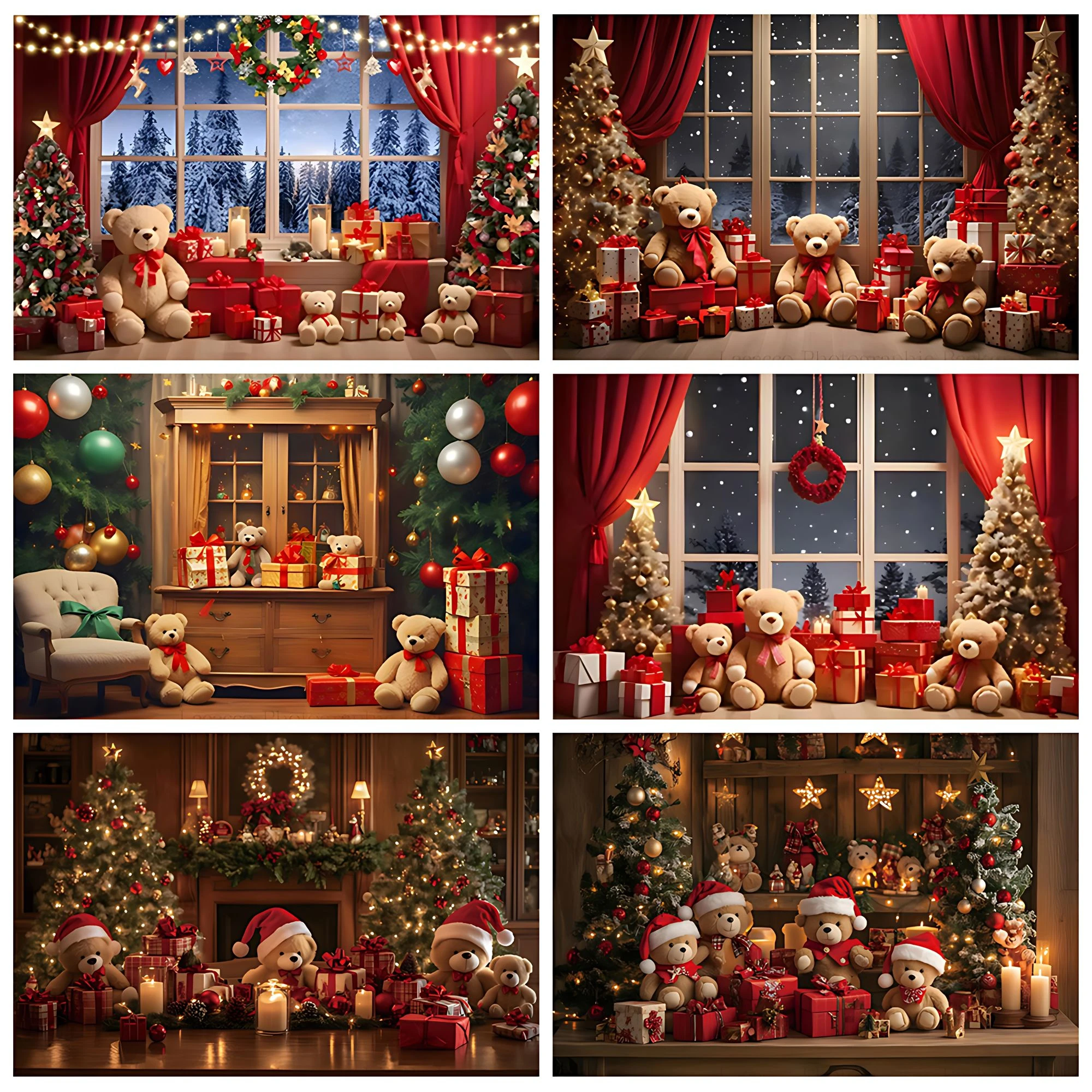 Christmas Teddy Bear Background Xmas Tree Toy Bear for Winter Window Room Outdoor Decoration Banner Kids Portrait Photo Props
Christmas Teddy Bear Background Xmas Tree Toy Bear for Winter Window Room Outdoor Decoration Banner Kids Portrait Photo Props