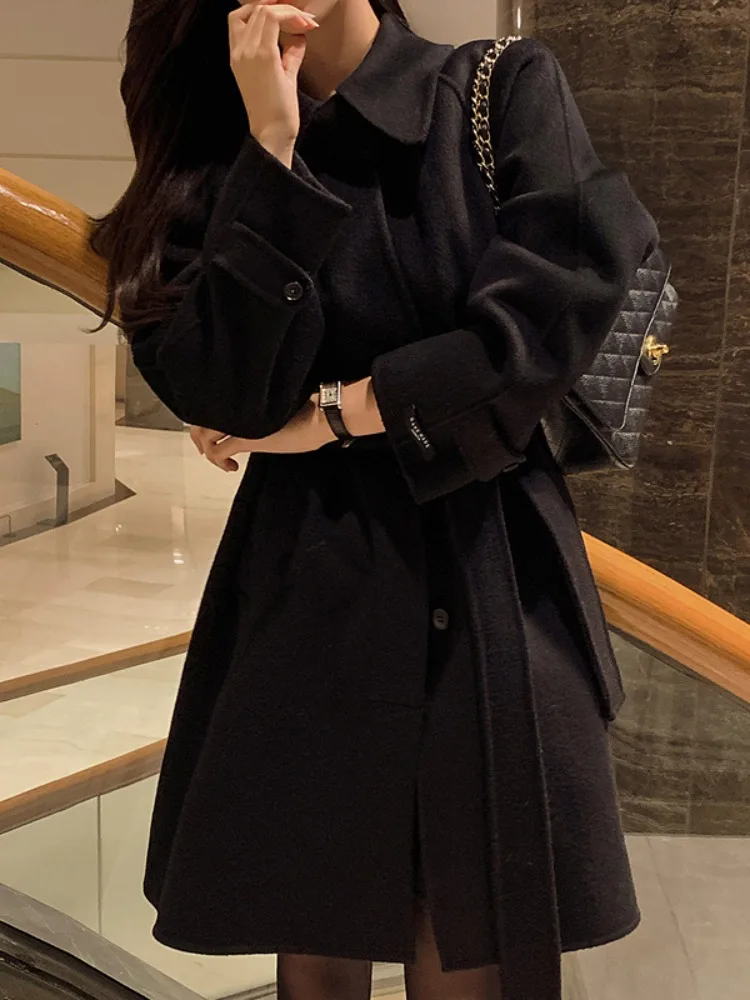 Korean Sle Woolen Coat Women's Mid-Length Versatile Autumn Winter Faion High-End Feelings Commute Sle Long Sve Coat
Korean Sle Woolen Coat Women's Mid-Length Versatile Autumn Winter Faion High-End Feelings Commute Sle Long Sve Coat