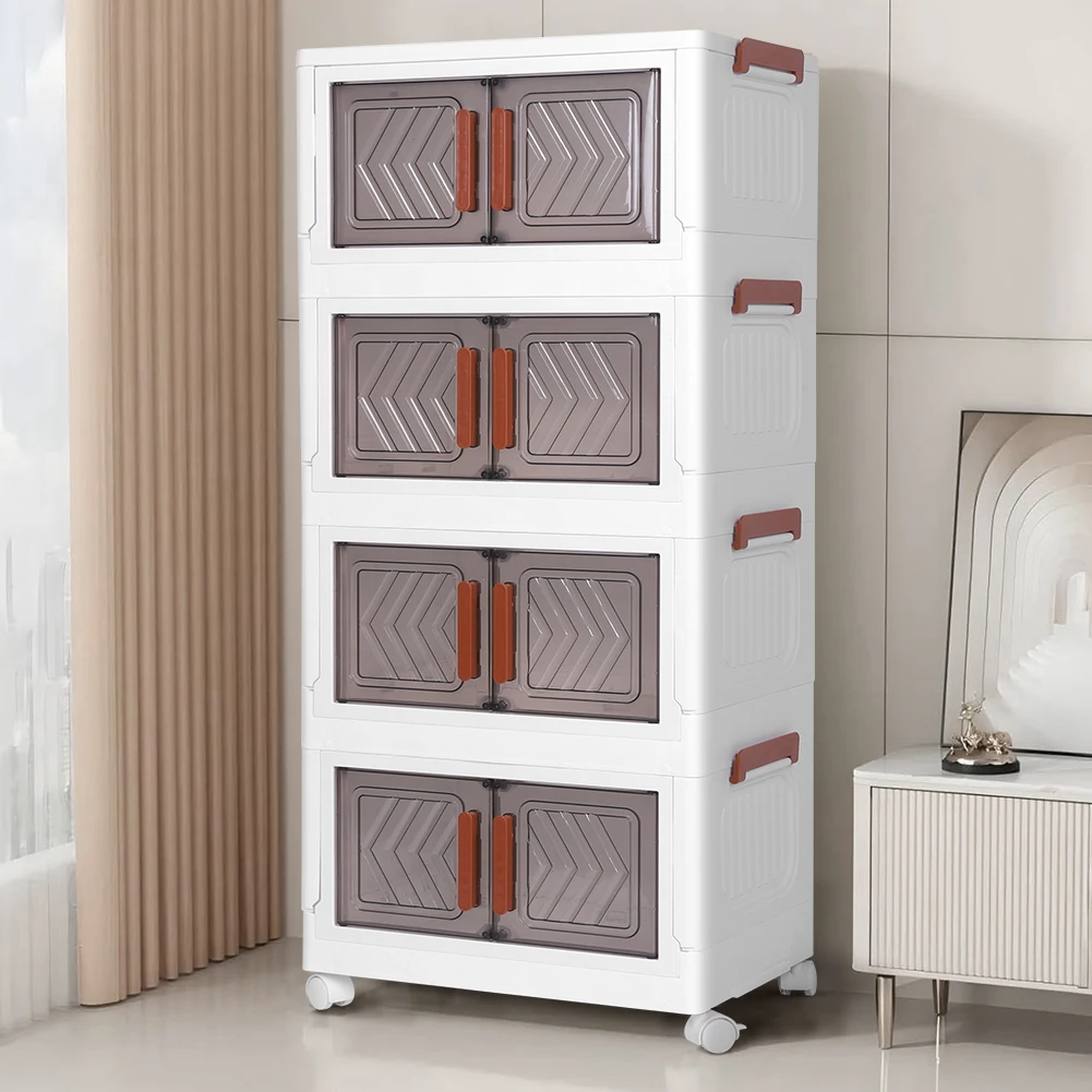 4 Tier Collapsible Storage Bins with Doors & Wheels Storage Drawer Folding Storage Cabinet Shelf for Living Room Bedroom Office
4 Tier Collapsible Storage Bins with Doors & Wheels Storage Drawer Folding Storage Cabinet Shelf for Living Room Bedroom Office