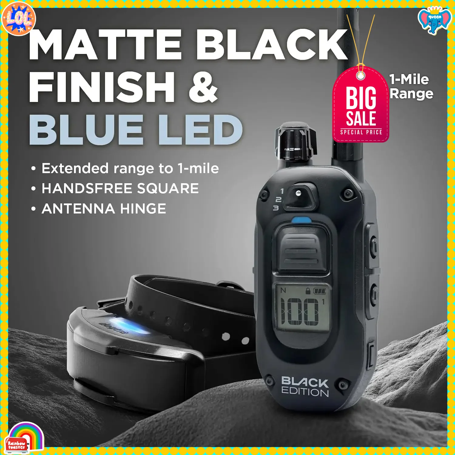 Bestseller1900X Black Edition E-Collar - 1 Mile Range, Dogs 45 lbs+, IPX9K Waterproof, 100 Stimulation Levels, Vibration, Tone,
Bestseller1900X Black Edition E-Collar - 1 Mile Range, Dogs 45 lbs+, IPX9K Waterproof, 100 Stimulation Levels, Vibration, Tone,