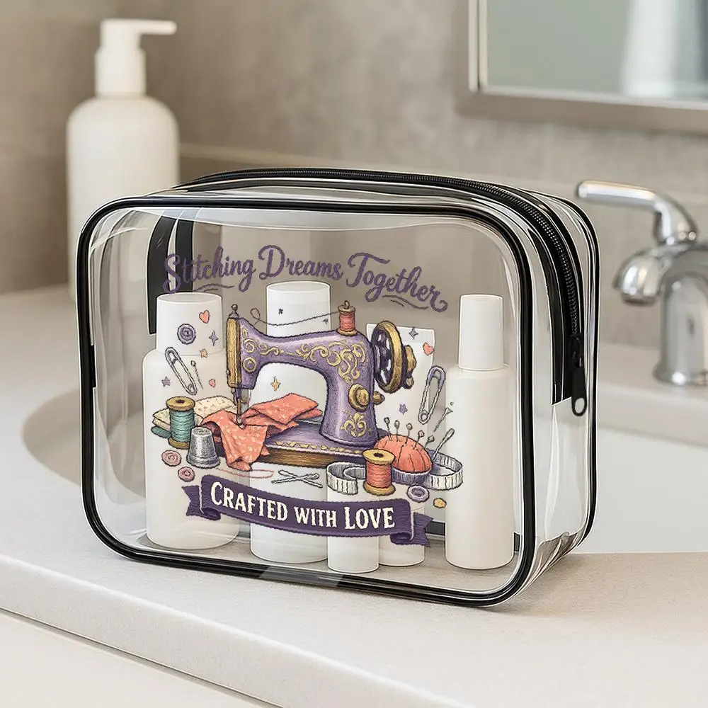 Makeup Bags Vintage Sewing Machine Clear Zipper PVC Makeup Organizer Bag Heartfelt SewingThemed Transparent Pouch Portable Trav
Makeup Bags Vintage Sewing Machine Clear Zipper PVC Makeup Organizer Bag Heartfelt SewingThemed Transparent Pouch Portable Trav