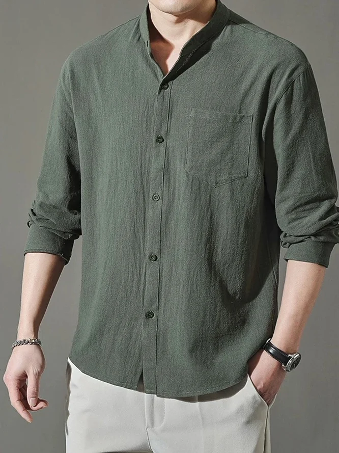 Men's Cotton Linen Stand Collar Shirt Long Sleeve Slim Fit Breathable Sun Protection Open Cardigan Workwear Pocket Vintage Am...
Men's Cotton Linen Stand Collar Shirt Long Sleeve Slim Fit Breathable Sun Protection Open Cardigan Workwear Pocket Vintage Am...