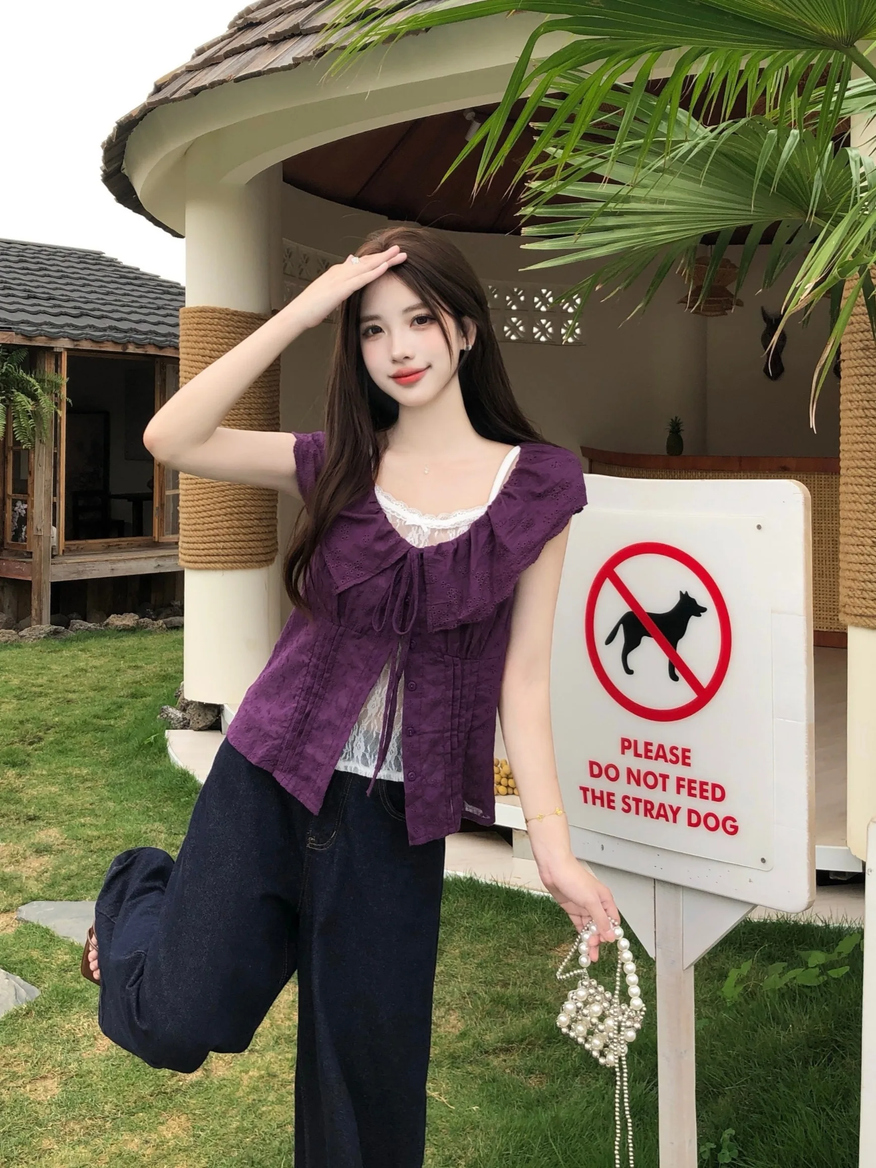 plus Size Women's Purple Lace Trim Belted Summer Shirt Stylish Split Vest Korean Style Slim Fit Bamboo Cotton Short Sleeve
plus Size Women's Purple Lace Trim Belted Summer Shirt Stylish Split Vest Korean Style Slim Fit Bamboo Cotton Short Sleeve