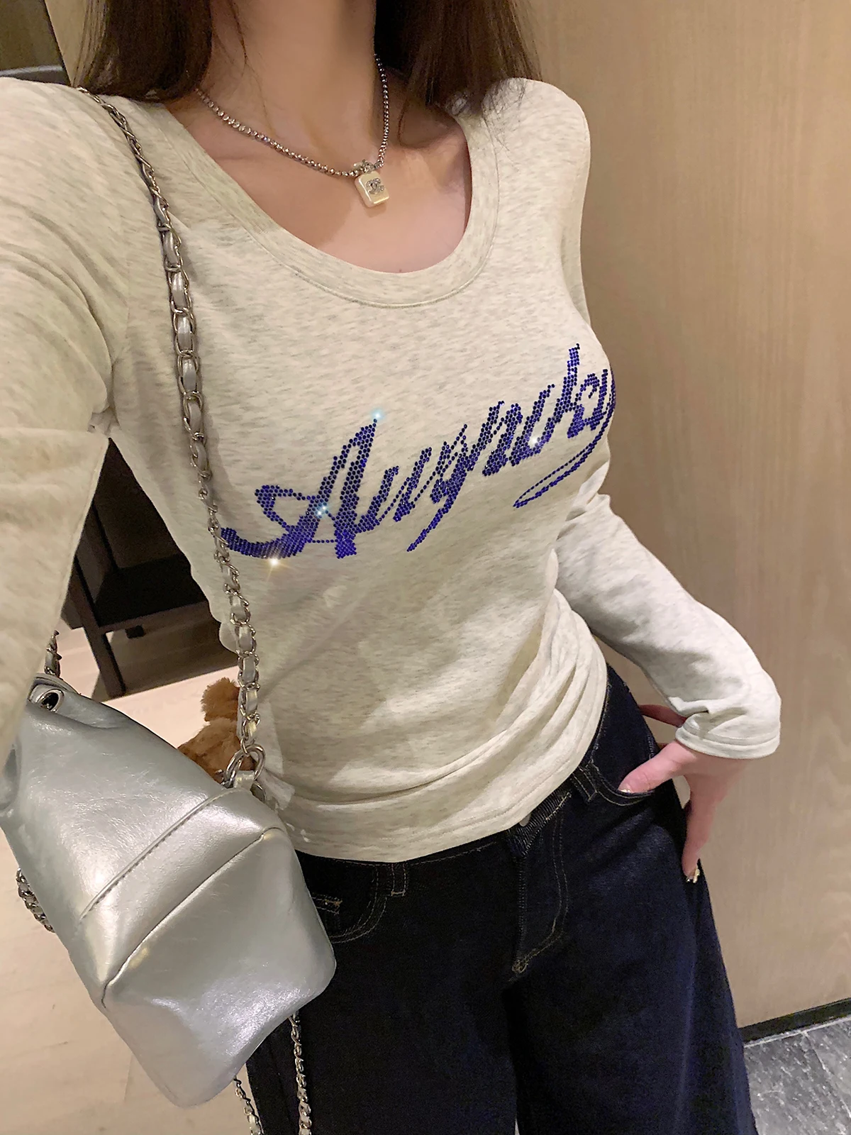 Женская повседневная футболка Zhuangda Mud Blue с длинным рукавом, приталенного кроя, с буквенным принтом, с круглым вырезом
Женская повседневная футболка Zhuangda Mud Blue с длинным рукавом, приталенного кроя, с буквенным принтом, с круглым вырезом