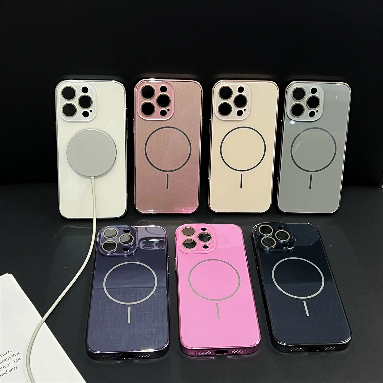 Glossy Tempered Glass Plain Magnetic Phone Case for iPhone 16 15 14 13 12 11 Pro Max Lens Protect Back Cover for Magsafe
Glossy Tempered Glass Plain Magnetic Phone Case for iPhone 16 15 14 13 12 11 Pro Max Lens Protect Back Cover for Magsafe