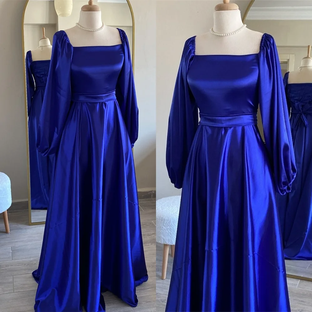 Customized Square Collar Satin Long Sleeves Evening Dress Formal A-Line Floor Length Homecoming Dresses Sweep Train Party Gowns
Customized Square Collar Satin Long Sleeves Evening Dress Formal A-Line Floor Length Homecoming Dresses Sweep Train Party Gowns