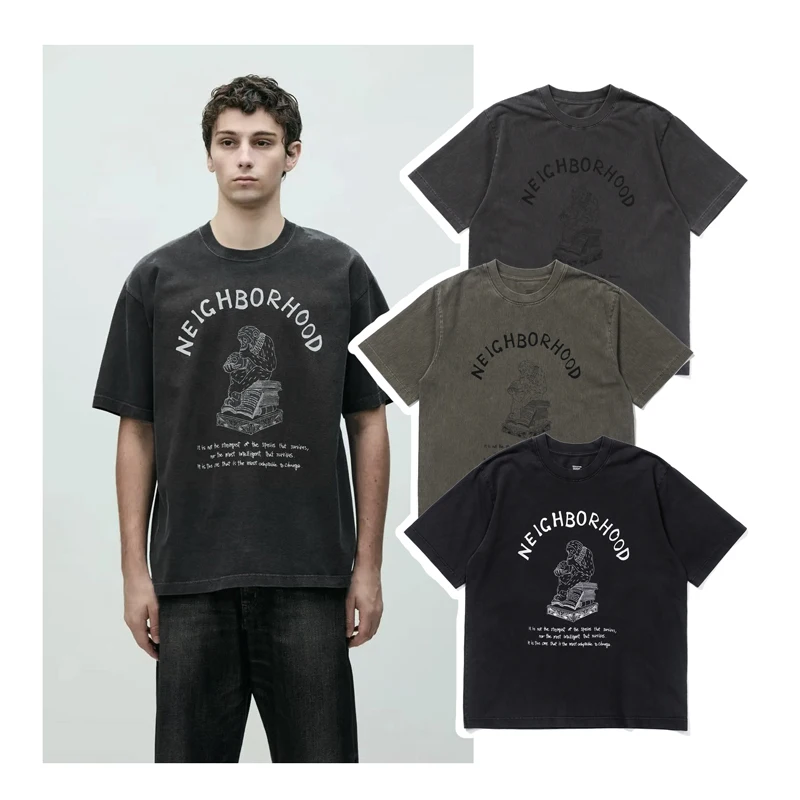 NBHD Carve Meditation Monkey Print T Shirt Japan Men Women High Quality High Street Loose Short Sleeve Washed Do Old T-shirt Tee
NBHD Carve Meditation Monkey Print T Shirt Japan Men Women High Quality High Street Loose Short Sleeve Washed Do Old T-shirt Tee