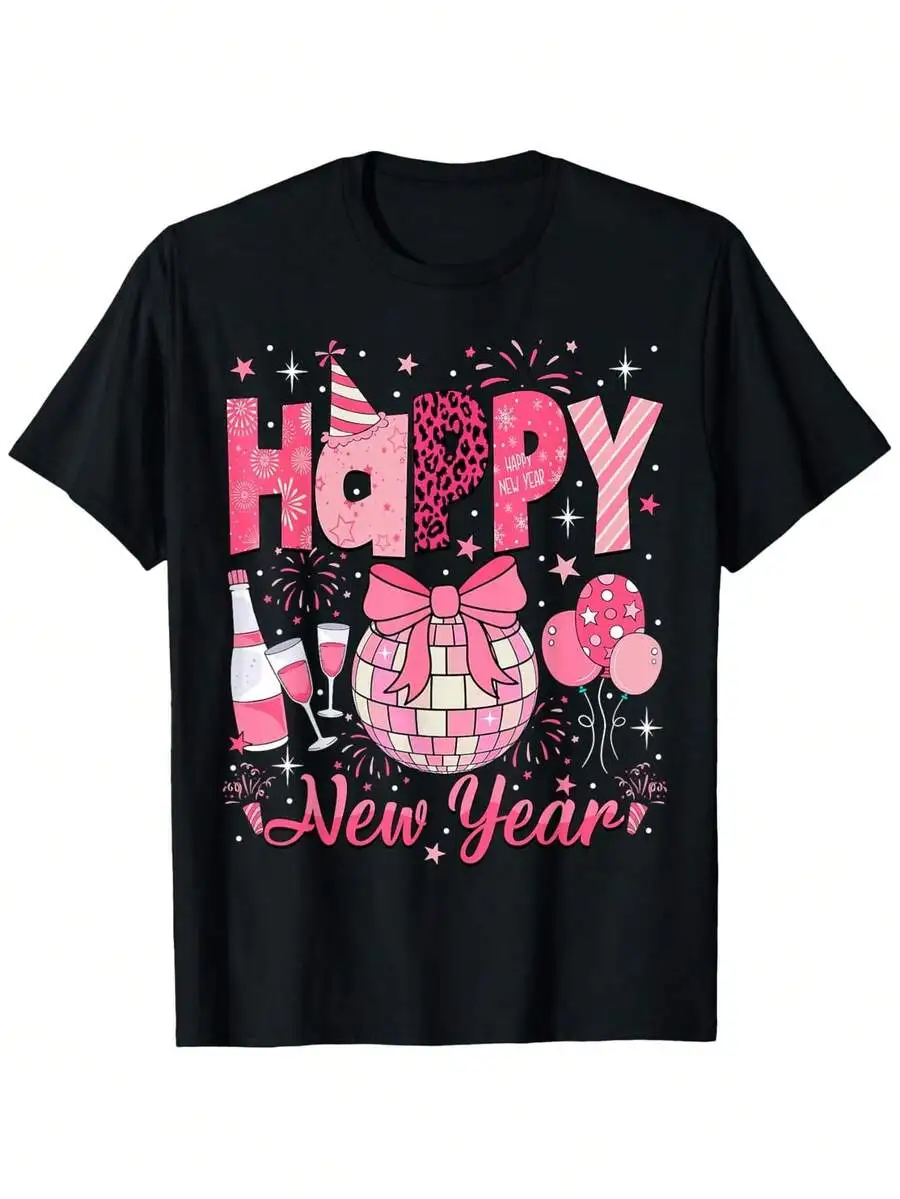 Happy New Year 2026 Pink Party Print T-Shirt For Adults - Champagne Balloon Disco Design Cotton Crew Neck Casual Tee
Happy New Year 2026 Pink Party Print T-Shirt For Adults - Champagne Balloon Disco Design Cotton Crew Neck Casual Tee