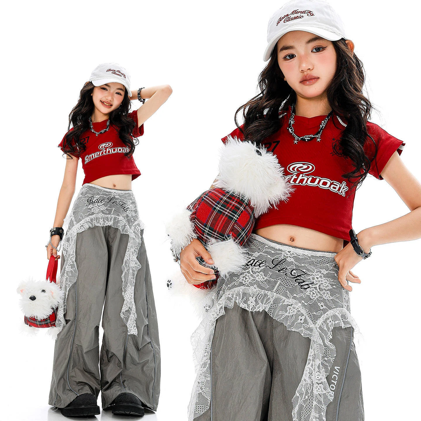 Kid Kpop Hip Hop Clothing Red Crop T Shirt Top Gray Casual Wide Leg Seam Parachute Pants for Girls Street Dance Costumes Clothes
Kid Kpop Hip Hop Clothing Red Crop T Shirt Top Gray Casual Wide Leg Seam Parachute Pants for Girls Street Dance Costumes Clothes