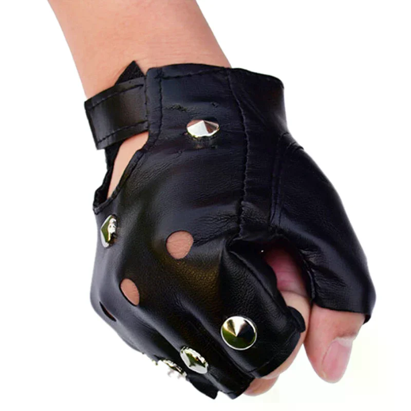 Leather Fingerless Short Gloves Black Rivets Stud Half Finger Mittens Fashion
Leather Fingerless Short Gloves Black Rivets Stud Half Finger Mittens Fashion