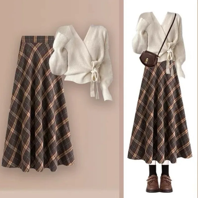 Французский винтажный свитер, клетчатые юбки, комплект из двух предметов для женщин, корейские изящные вязаные топы, полуюбка, костюмы, модные наряды «Джокер»
Французский винтажный свитер, клетчатые юбки, комплект из двух предметов для женщин, корейские изящные вязаные топы, полуюбка, костюмы, модные наряды «Джокер»