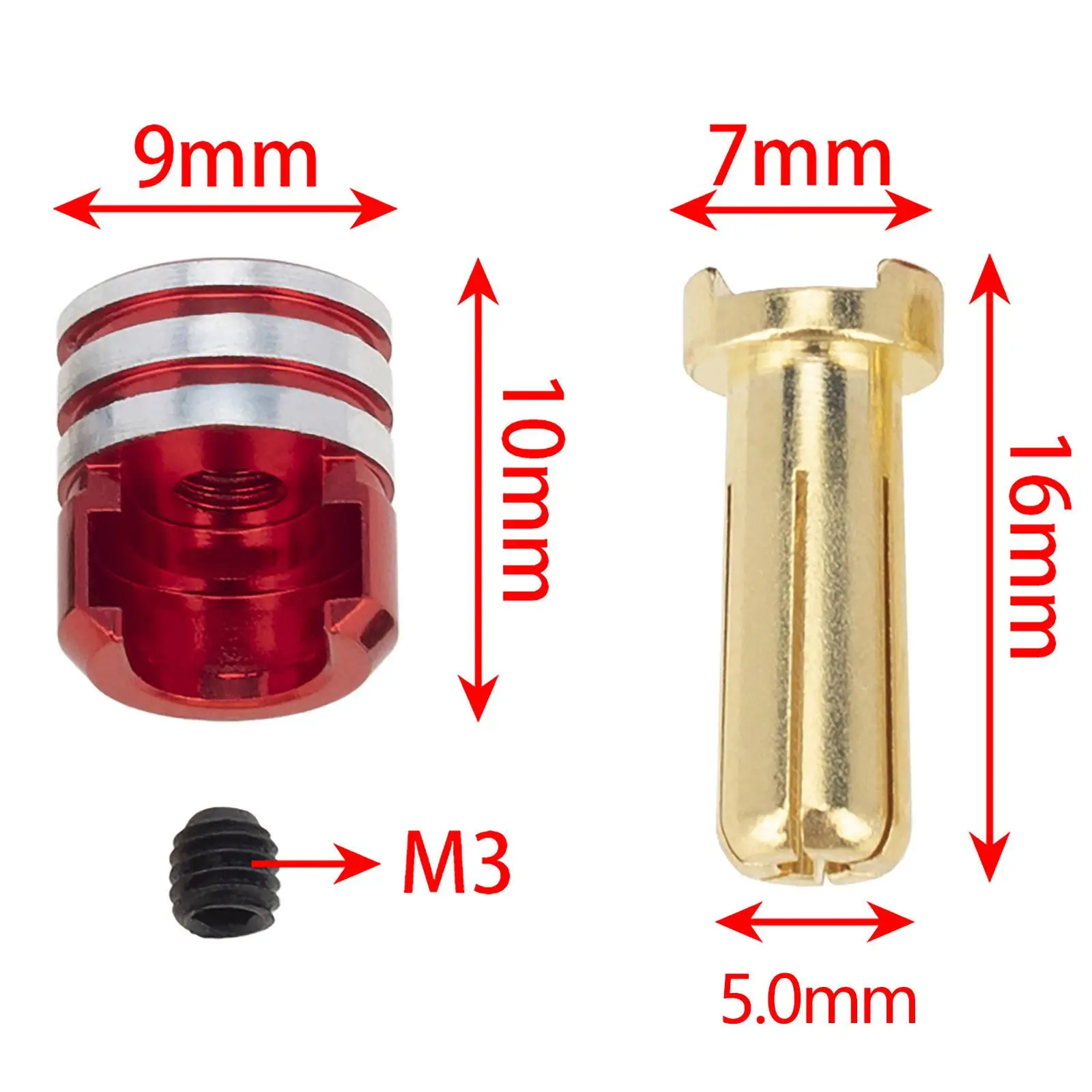 Aluminum Alloy Banana Plug for 1:10 Electric Motor ESC, Connector Parts
Aluminum Alloy Banana Plug for 1:10 Electric Motor ESC, Connector Parts
